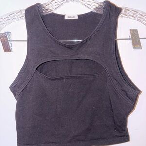 Garage Black Cutout Crop Top